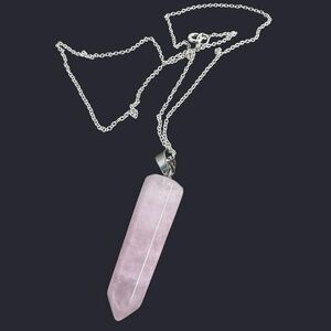 Rose Quartz Stone Pendant Sterling Silver Necklace